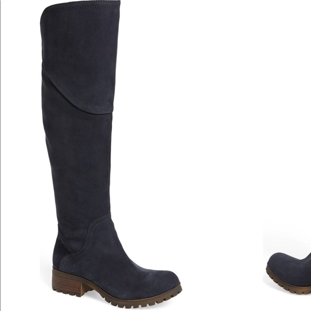 Lucky Brand HARLEEN Over Knee Navy Suede Boots 7